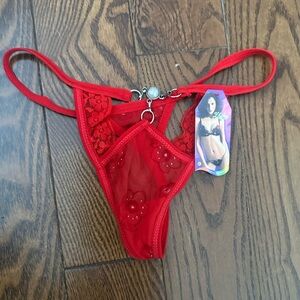 Red pearl thong